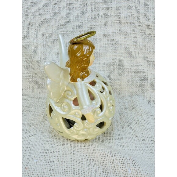 QVC Christmas Decor Porcelain ANGEL Luminary with Flameless Candle, Battery Oper - Picture 5 of 10